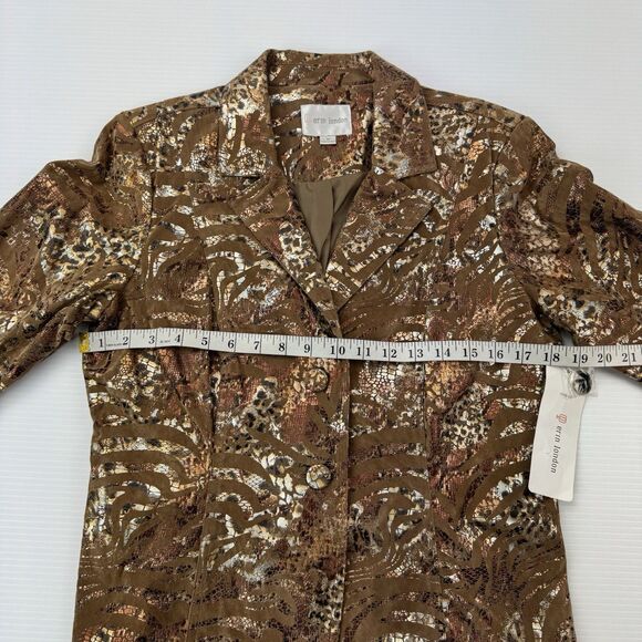 Erin London Metallic Animal Print Blazer Jacket Women’s M Brown Gold NWT - Picture 12 of 13
